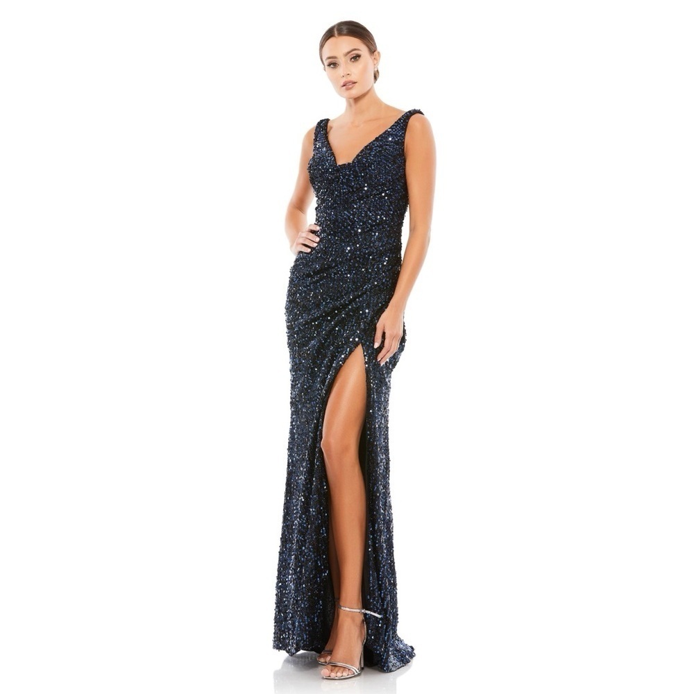 Ieena for Mac Duggal 26240 NWT Sequin V Neck Evening Gown